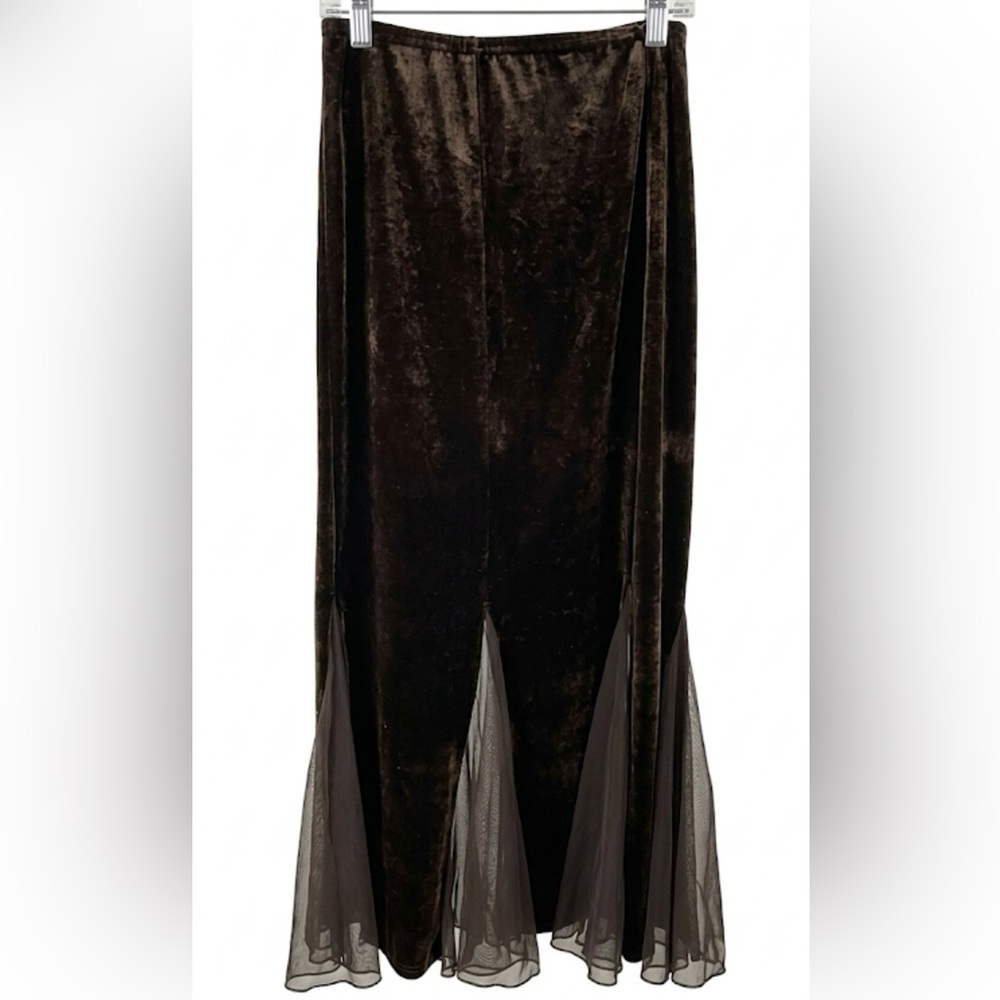 Vintage Whimsigoth Velvet Velour Flare Tulle Maxi Skirt 90s Grunge Fairycore